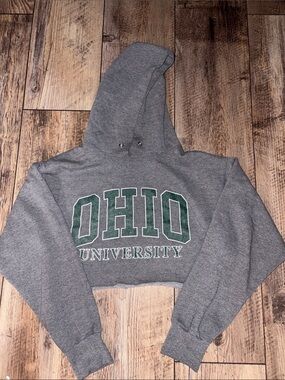 Women Ohio University Gray Cropped Hoodie size small